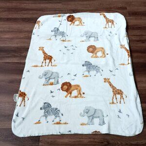 Little Journey Lion Elephant Giraffe Zebra Jungle Baby Blanket 38” x 30”